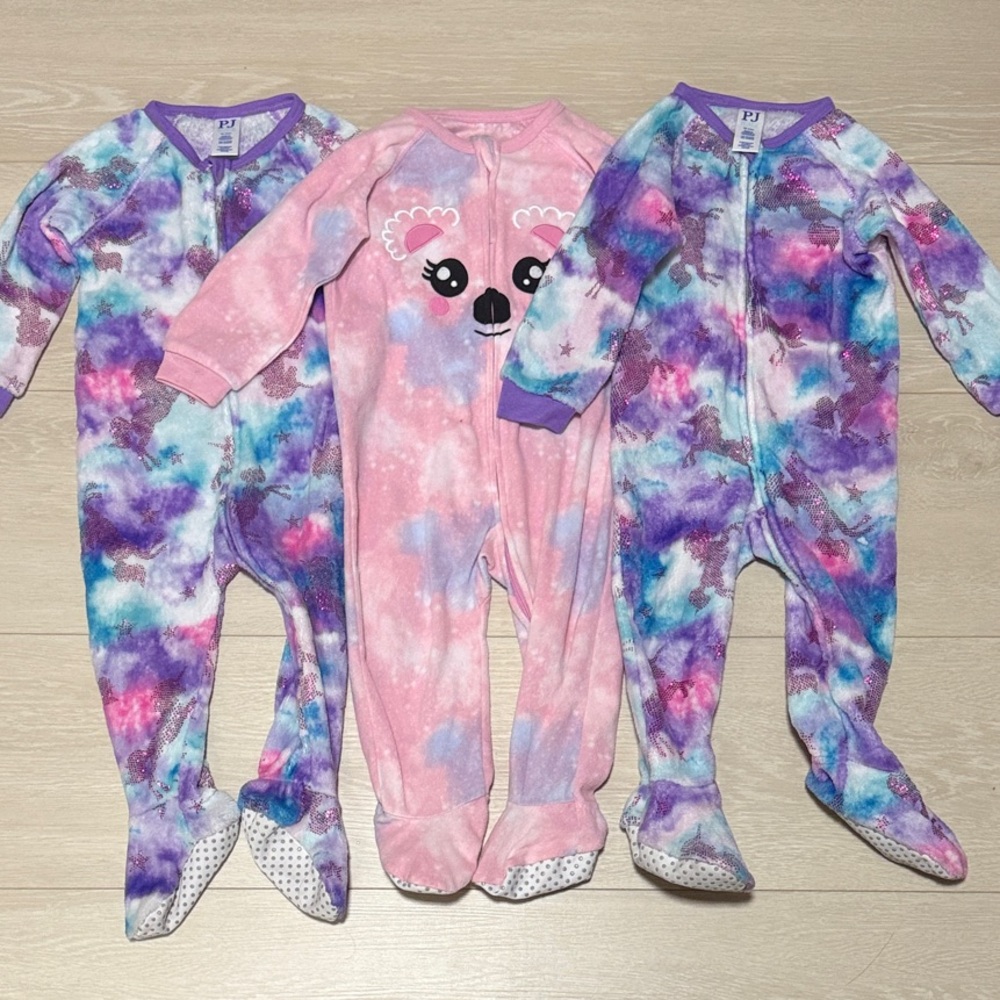 ✨ Colorful Tie-Dye and Pink Kids Footies Set of 3